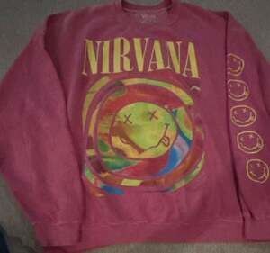 XL - Nirvana Oversized Pink Spiral Crewneck Sweatshirt